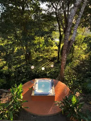 Um jardim no exterior de Chalé Suíço - Chalés Belo Monte - Sítio Belo Monte