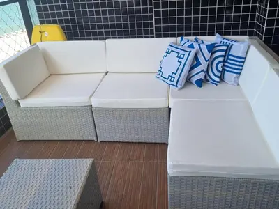 Uma área de estar em Apartamento de Luxo Landscape Beira Mar Platinum