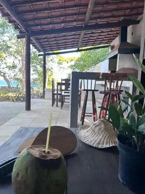 Uma varanda ou terraço em Manay Lagoa do Paraíso, casa 2 quartos na beira da Lagoa