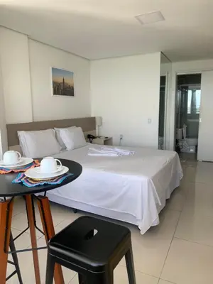 Uma cama ou camas num quarto em Golden Fortaleza Beira Mar