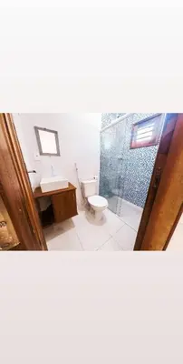 Uma casa de banho em Chalés Pulo do Gato