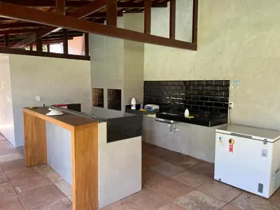 A cozinha ou kitchenette de Flat Praia da Taíba - com vista Mar