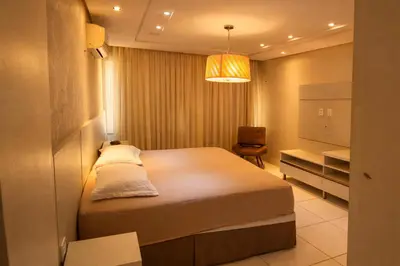 Uma cama ou camas num quarto em Excelente Apartamento Sofisticado na Praia do Futuro
