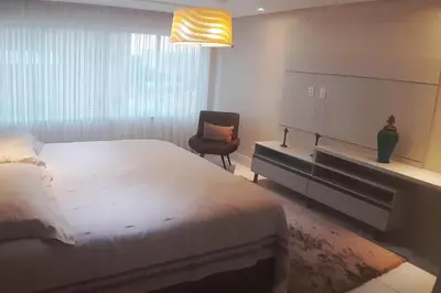 Uma cama ou camas num quarto em Excelente Apartamento Sofisticado na Praia do Futuro
