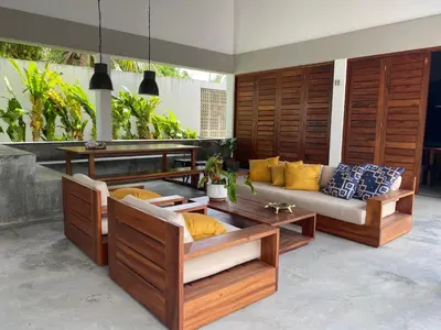 Uma área de estar em Casa Mundaú Tropical Beach Villa