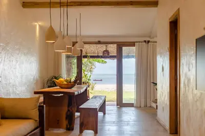 Uma área de estar em Casa PESQUEIRA Preá - Frente Mar!