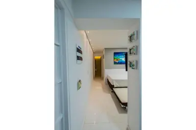 Uma cama ou camas num quarto em 507 Lindo Flat mobiliado na Praia de Iracema
