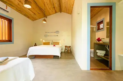 Uma cama ou camas num quarto em Casa PROX AO MAR - Icaraizinho de Amontada