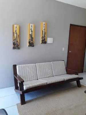 Uma área de estar em Apartamento Taiba Kite Beach Vista Mar