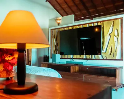 Uma televisão e/ou sistema de entretenimento em Hotel de Charme Illuminare Stile