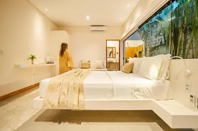 Uma cama ou camas num quarto em Casa ADOBE Preá - FRENTE MAR!