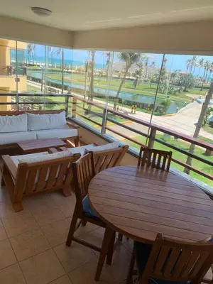 Uma varanda ou terraço em Apartamento no Aquaville Resort, do lado da sombra e perto da praia