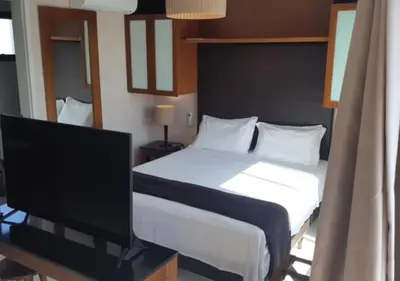 A planta de PARAÍSO VG SUN CUMBUCO - PARA 4 PESSOAS - COM HIDRO, SAUNA, PISCINA, COZINHA COMPLETA, PARQUINHO E WI-Fl