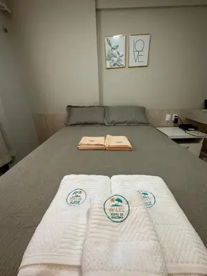 Uma cama ou camas num quarto em Flat Aconchegante - Praia de Iracema - Fortaleza - Ceará