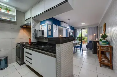 A cozinha ou kitchenette de Mediterranee #107 - Porto das Dunas by Carpediem