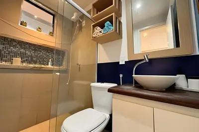 Uma casa de banho em Studio a 1km do Beach Park
