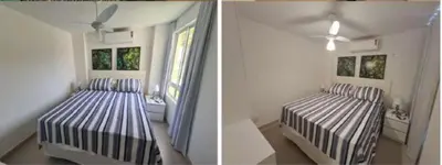 Uma cama ou camas num quarto em Apartamento térreo Riviera Beach Place