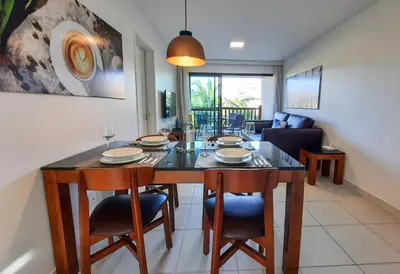 Uma área de estar em VG-Sun Deluxe Bungalow Cumbuco Beach View Top WiFi