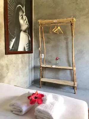 Uma cama ou camas num quarto em Pousada Cavalo Bravo Preá Jeri