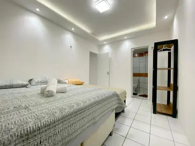 Uma cama ou camas num quarto em Apto Beira Mar 1802 - Praia Futuro