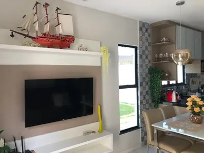 A cozinha ou kitchenette de Diversão, férias, casa na praia de cumbuco.