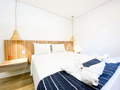 Uma cama ou camas num quarto em Moderno condomínio a beira mar em Flecheiras!