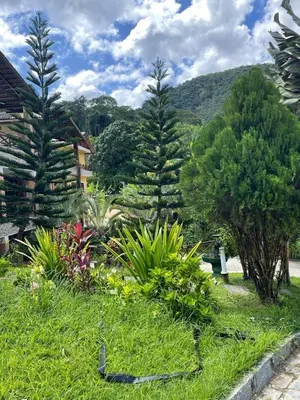 Um jardim no exterior de Chalé Suíço