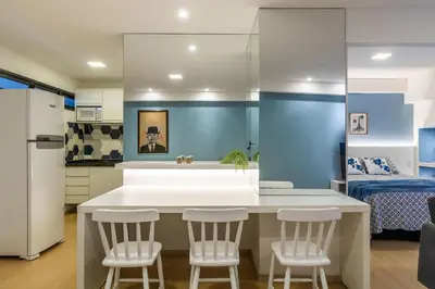 A cozinha ou kitchenette de Beira Mar Fortaleza-Flat Lindo e Aconchegante!