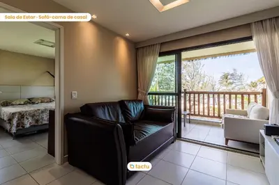 Uma cama ou camas num quarto em Bangalô vista mar no VG Sun Cumbuco por Tactu