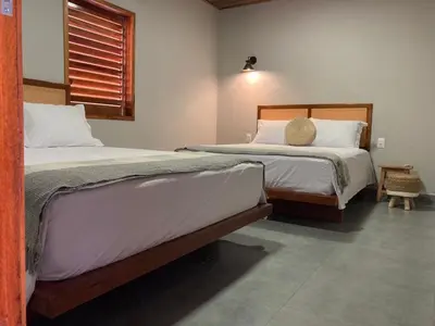 Uma cama ou camas num quarto em Lyttos Bungalows